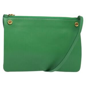 CELINE Trio Shoulder Bag Leather Green Gold